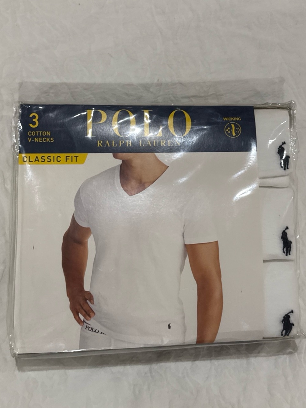 Polo Ralph Lauren Men’s White V-Neck T-Shirt - Classic Fit (3-Pack)